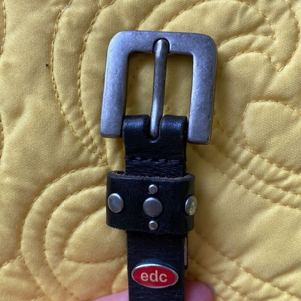 Women’s EDC Black Leather Belt with Silver Accents - Picture 6 of 6